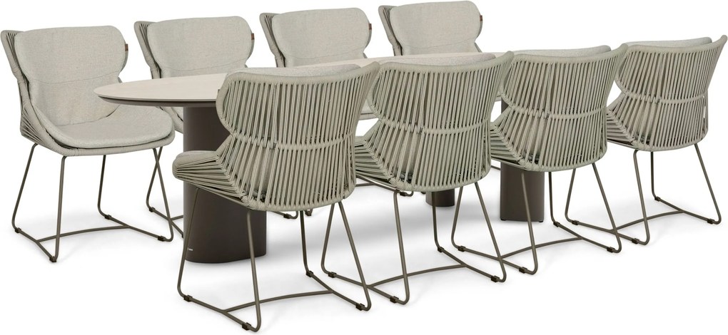 Tuinset 8 personen 300 cm Rope Taupe Santika Furniture Santika