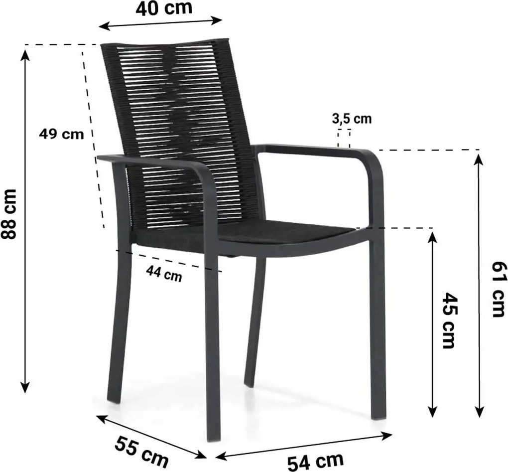 Tuinset 4 personen 185 cm Rope Grijs Santika Furniture Santika