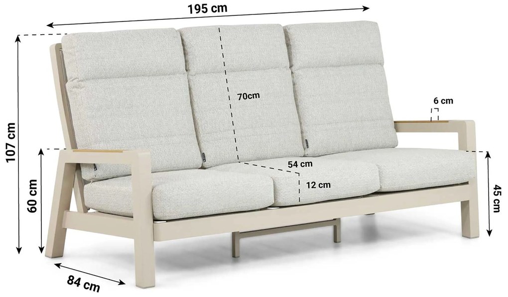 Stoel en Bank Loungeset 2 personen Aluminium Taupe  Lifestyle Garden Furniture Evora