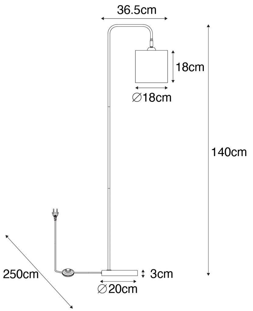 Moderne vloerlamp zwart met goud - Lofty Modern E27 rond Binnenverlichting Lamp