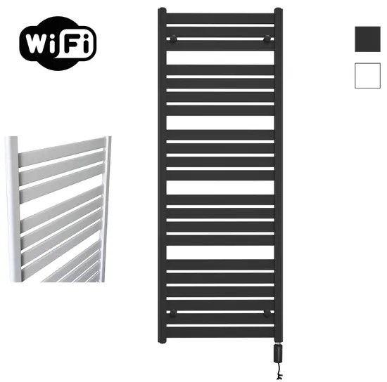 Sanicare HVW - Moda electrische WifiRadiator - 160x60cm - mat zwart met thermostaat zwart - rechtsonder HRDWZ 601600/A