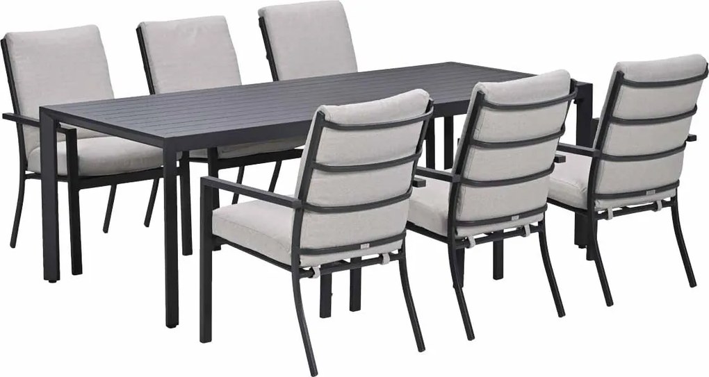 Garden Impressions Senja tuinset 7-delig desert sand - Kasper tuintafel 220x93 cm