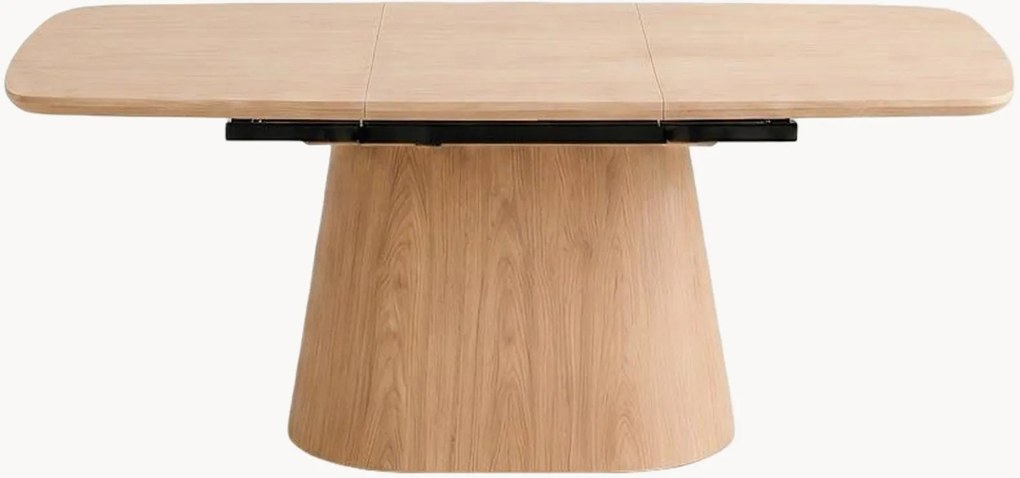 Uitschuifbare ovale eettafel Noémie van eikenfineer, 160 - 200 x 90 cm