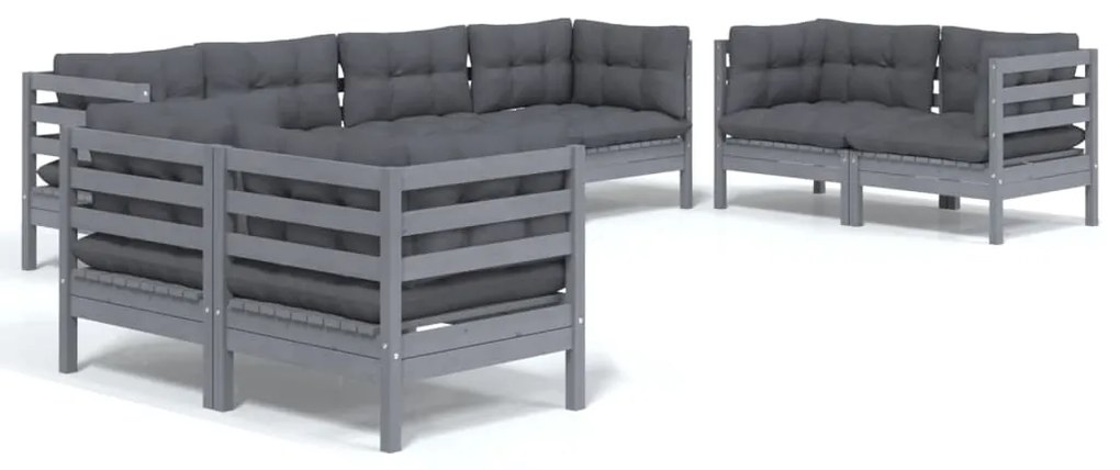 vidaXL 8-delige Loungeset met kussens massief grenenhout