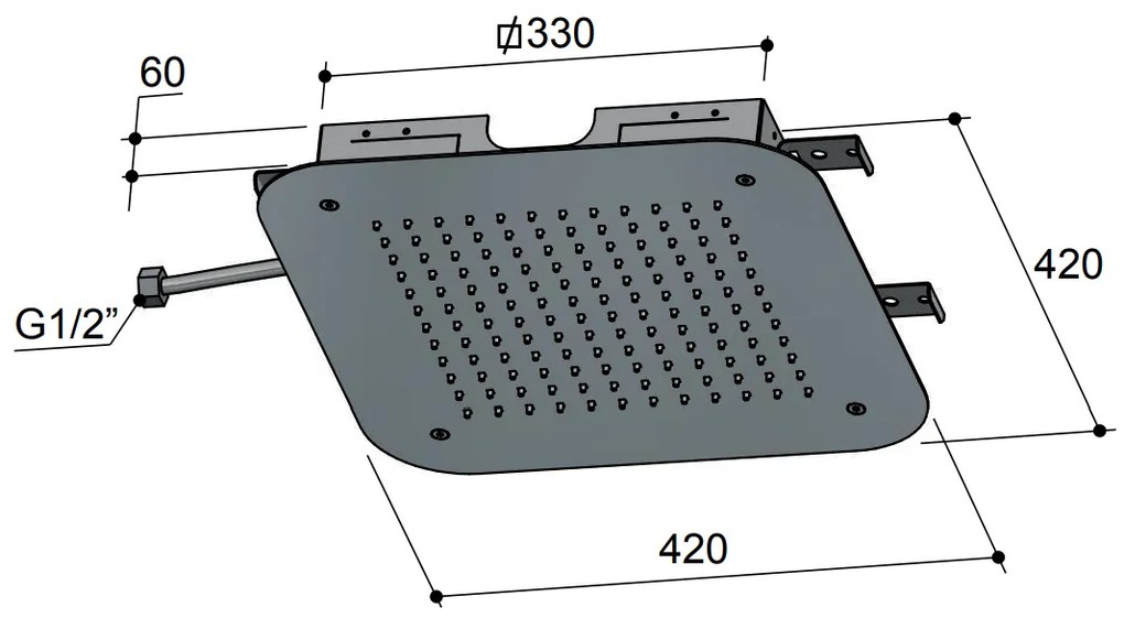 Hotbath Mate M147 inbouw hoofddouche vierkant 42cm geborsteld nikkel