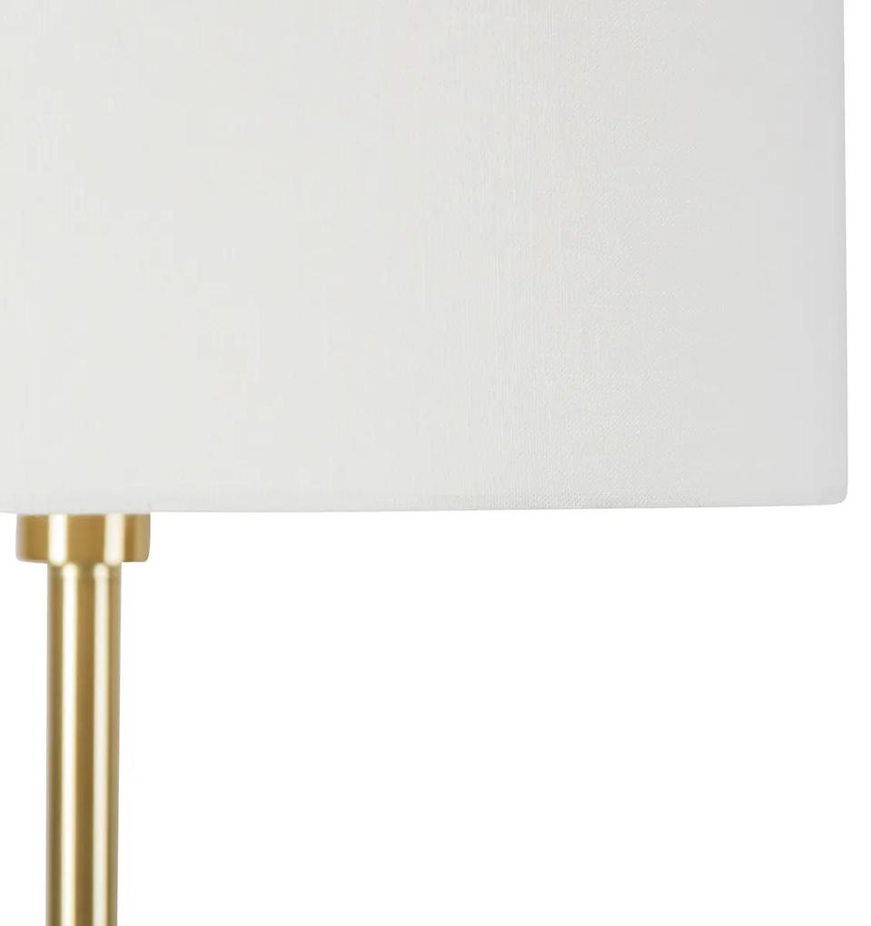 Vloerlamp messing met kap wit 50 cm - Simplo Design, Modern E27 rond Binnenverlichting Lamp