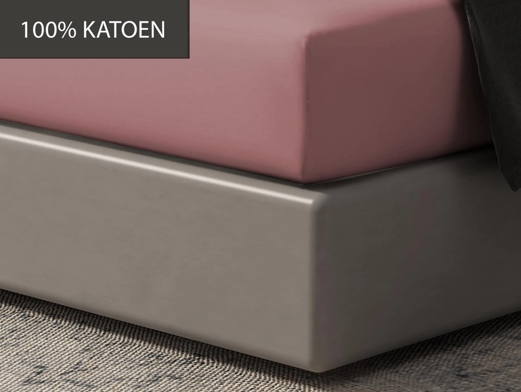 Hoeslaken Home - 100% natuurlijk katoen - 90x200 - oudroze