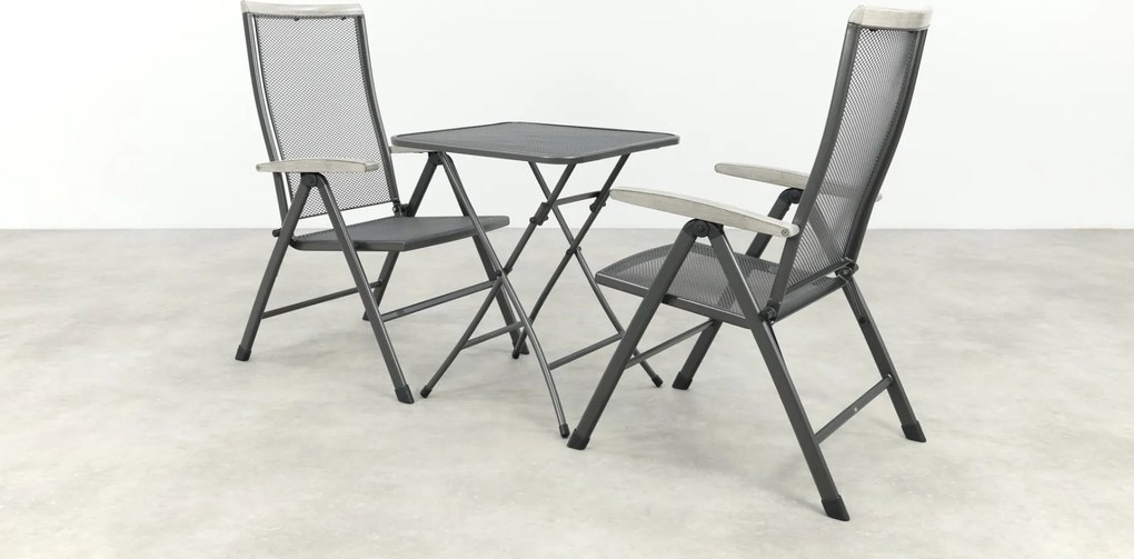 Balero inklapbare balkonset 3-delig strekmetaal 60x60 cm. - Antraciet