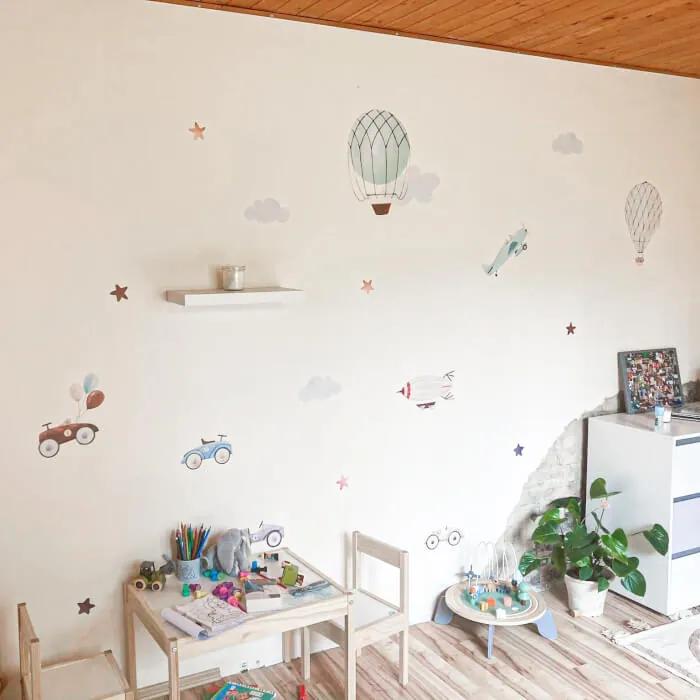 INSPIO Zelfklevend behang voor aan de muur - Retro auto's en ballonnen