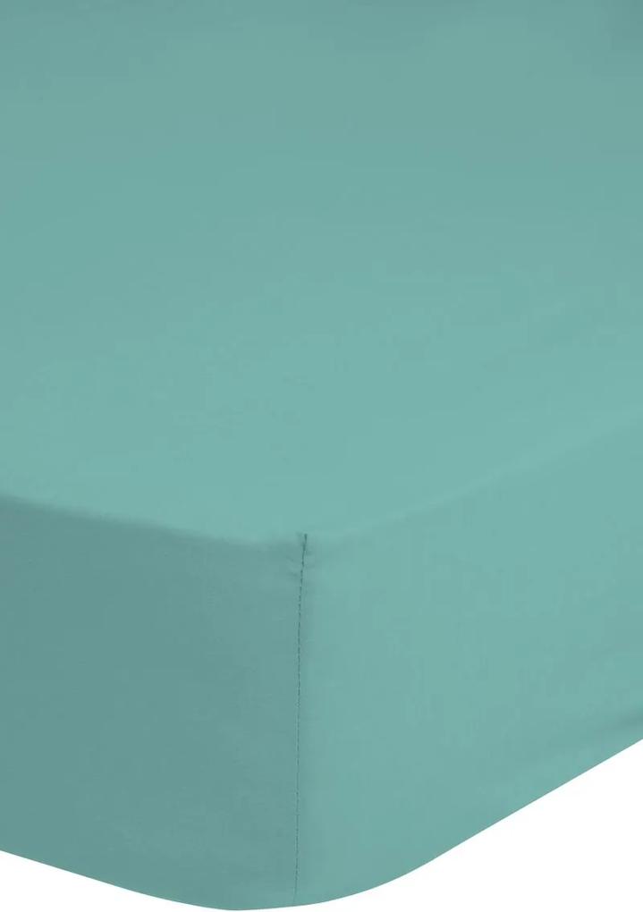 Katoenen hoeslaken strijkvrij, aqua (180x220)