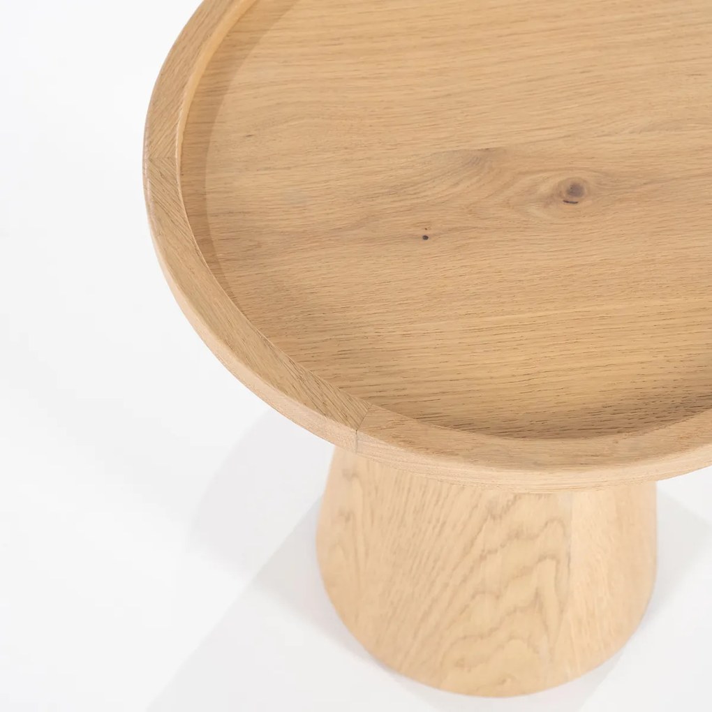 Eiken Bijzettafel Rond - 46 X 46cm.