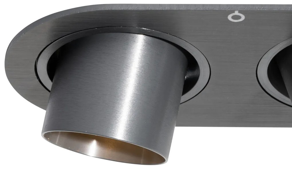 Set van 6 inbouwspots gunmetal GU10 35mm kantelbaar 2-lichts - Installa Binnenverlichting Lamp