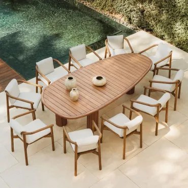 Ovale Tafelset ↔︎260 Cm Ginara En 10 Tuinstoelen Van Acaciahout Elmina Acacia Bruin - Sklum