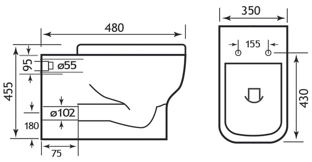 Eastbrook Collindale Comfort randloos staand toilet wit glans