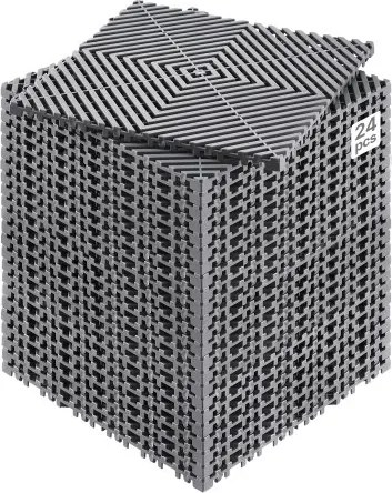 VEVOR Interlocking Drainage Mat Douchemat 31 x 31 cm Modulaire Interlocking Vloermatten, 24 Stuks Splitsbare Drainagematten, Antislip Drainage Vloertegels, voor Garage Tuin Grijs