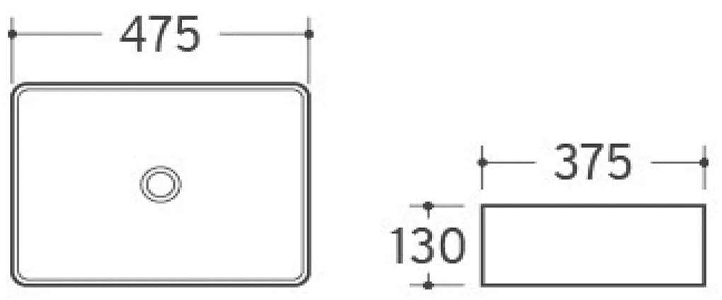 Sapho Dalma keramische waskom grijs marmer structuur 48x38x13cm