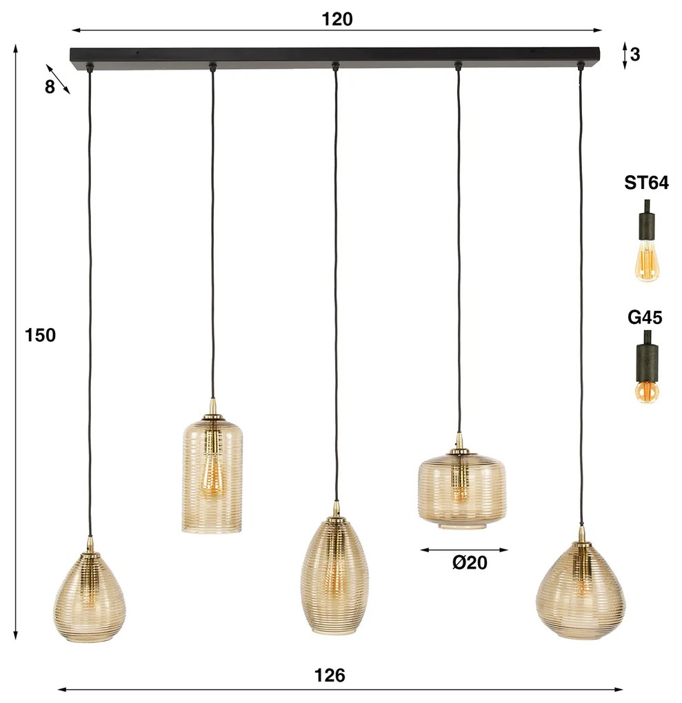 Hanglamp Smoked Bruin Glas