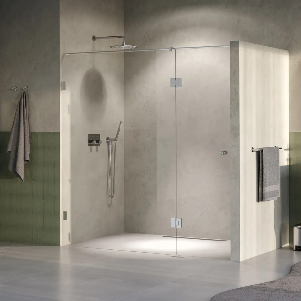 Brauer Void Carving profielloze nisdeur 200cm met draaideur 70cm aan glas RVS geborsteld PVD