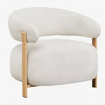 Fauteuil Van Chenillestof En Ijzer Jolie Bruin Natuurlijk Hout & Stof Chenille Beige – Crème - Sklum