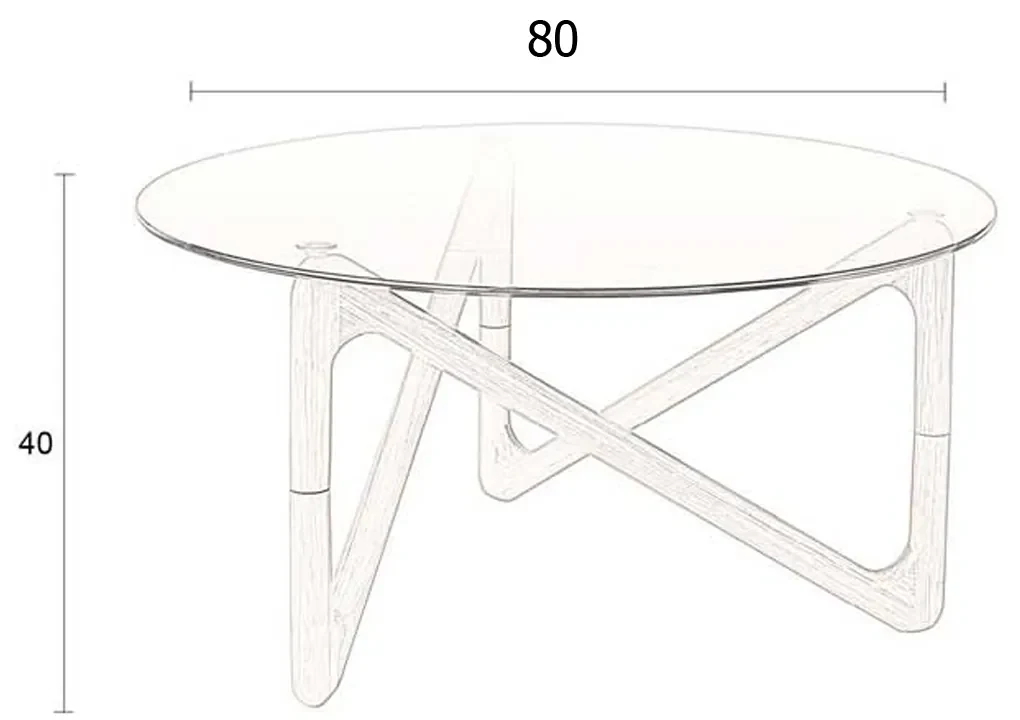 Dutchbone Naia Ronde Salontafel Walnoot En Glas - 80 X 80cm.