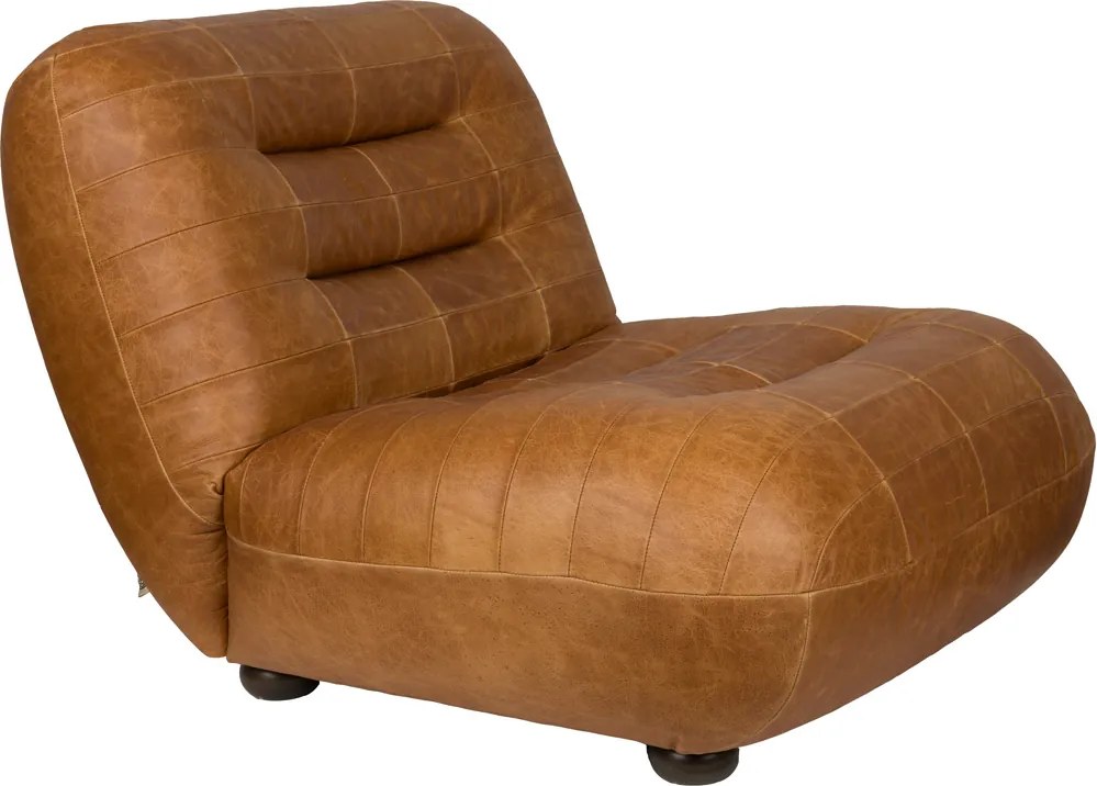 Dutchbone Wyatt Leren Lounge Fauteuil Cognac