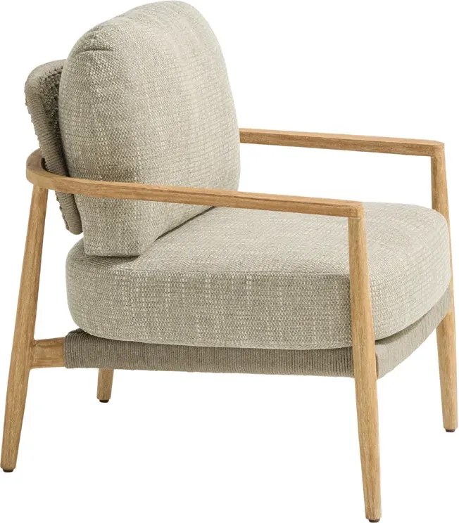 Taste by 4 Seasons Milou low dining tuinstoel Teak/Ibiza Moss LoungestoelTuinstoel bruin weerbestendig