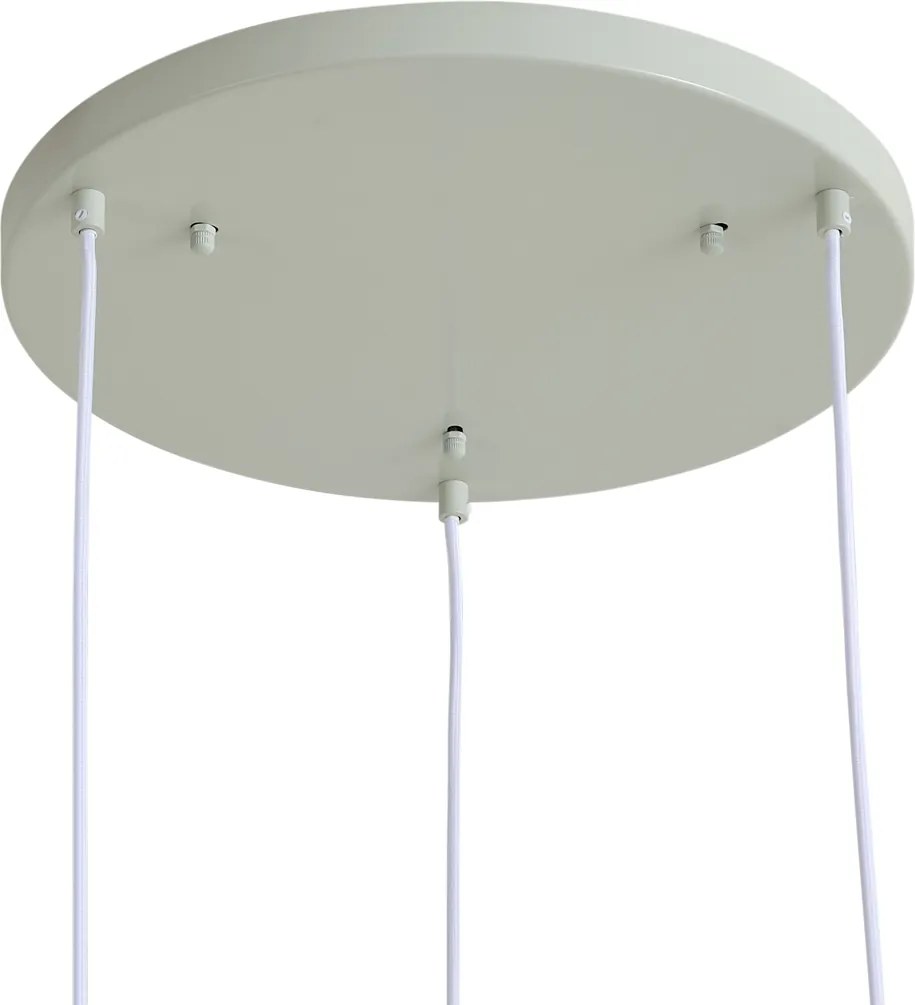 Japandi hanglamp wit met licht groene kap organisch 3-lichts - Moonstone