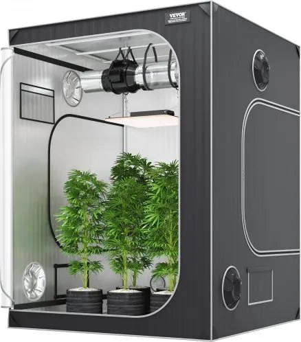VEVOR Growbox 152x152x203cm kweektent 2000D Oxford-stof en stalen frame kweektent 60kg plantenkweek 178x130cm deurmaat kweektent plantentent kweekruimte kweekkast kas
