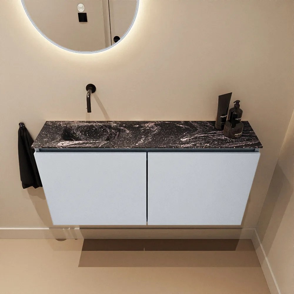 Mondiaz Ture DLux toiletmeubel 100cm clay met wastafel lava links zonder kraangat