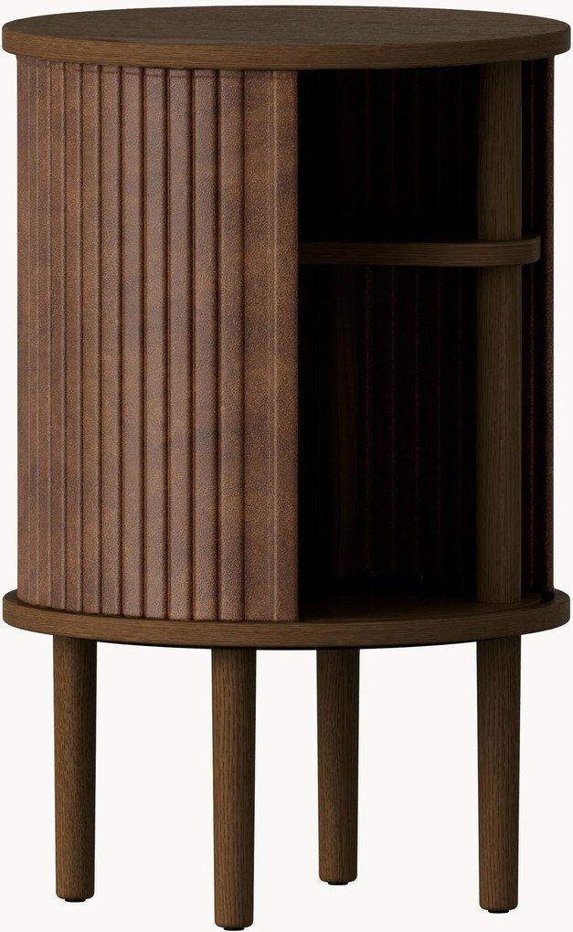 Ronde bijzettafel Audacious van eikenhout met opbergruimte