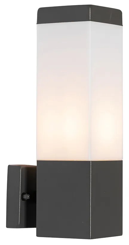 Moderne buiten wandlamp antraciet met opaal - Malios Modern E27 IP44 Buitenverlichting