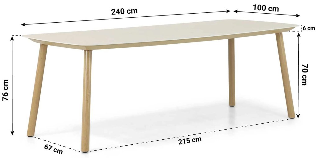 Dining Tuintafel rechthoekig 240 x 100 cm Aluminium Taupe Bloom