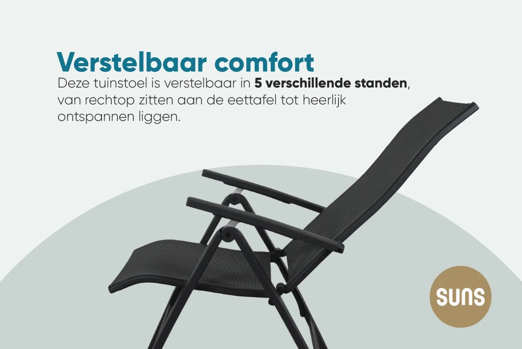 Suns New Castle verstelbare tuinstoel - Antraciet