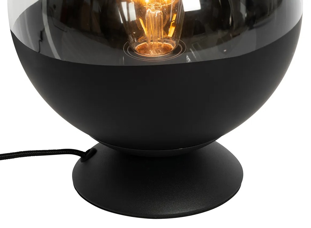 Retro tafellamp zwart met helder glas - Eclipse Retro E27 bol / globe / rond Binnenverlichting Lamp