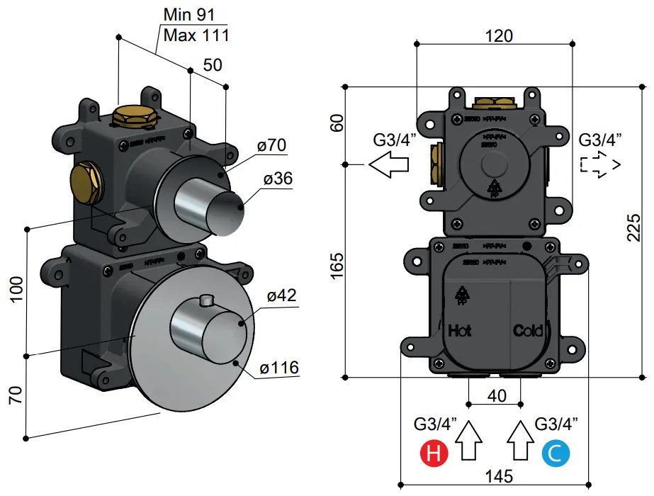 Hotbath Mate MHF001 High Flow inbouwdeel