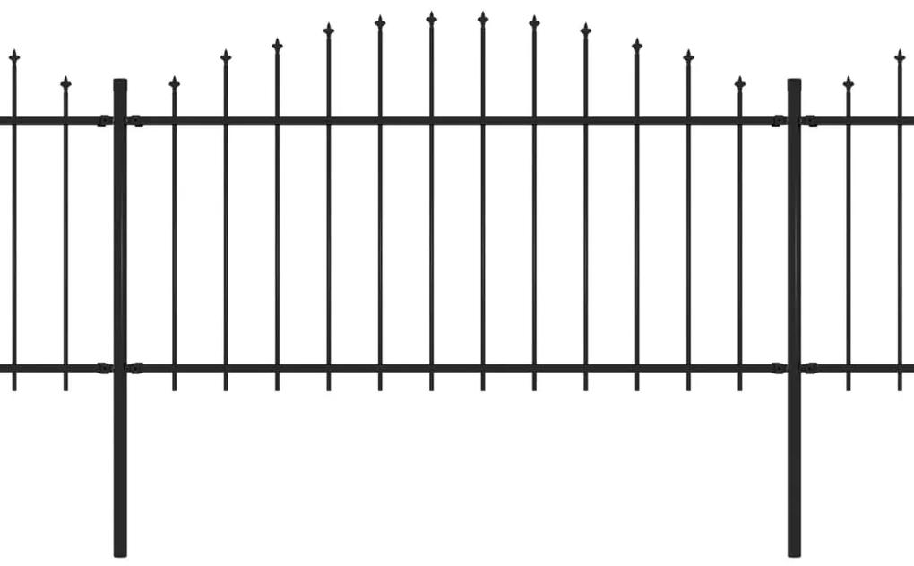 vidaXL Tuinhek met speren bovenkant (1,25-1,5)x5,1 m staal zwart