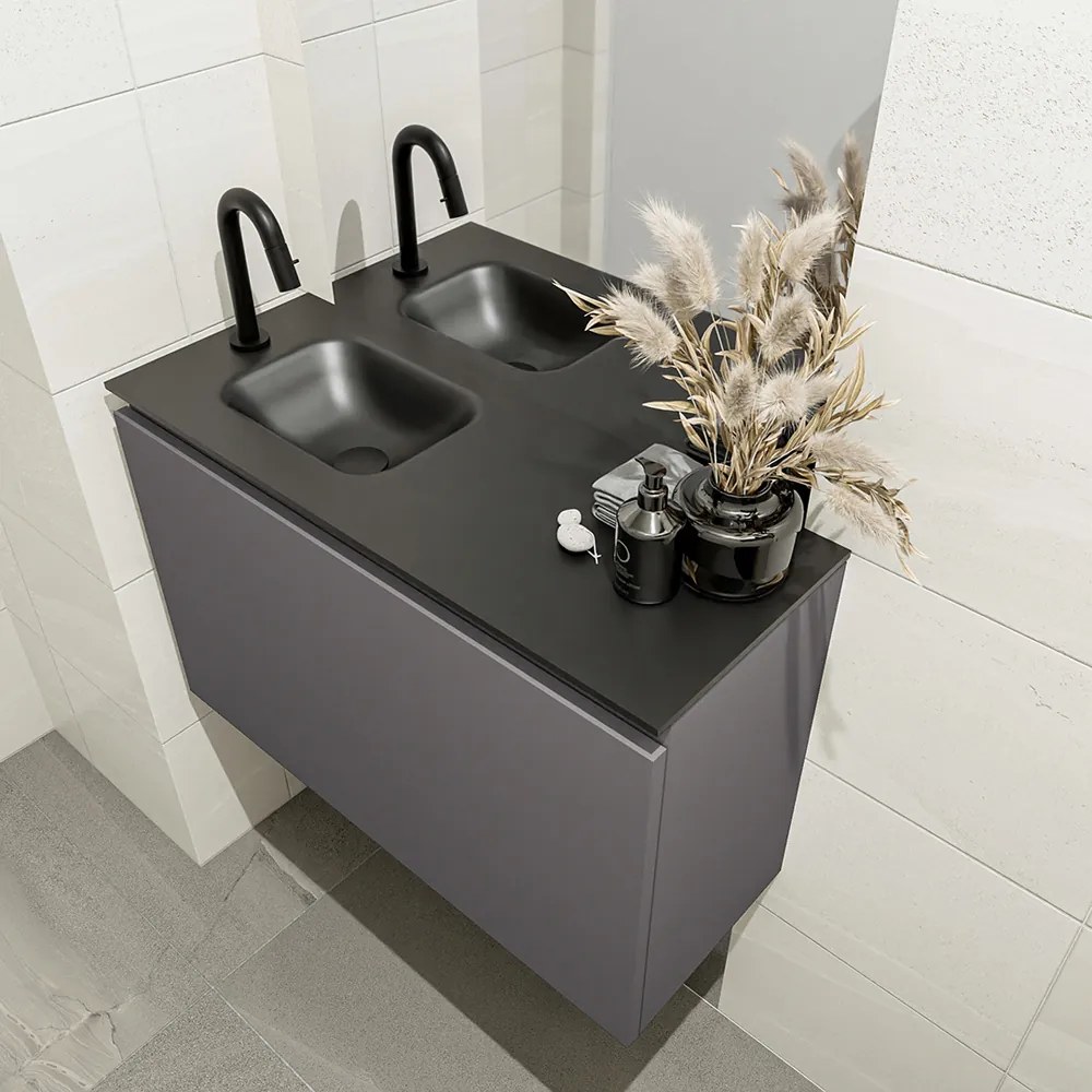 Mondiaz Olan 80cm toiletmeubel dark grey met wastafel urban links 1 kraangat