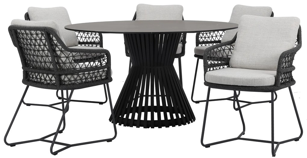 Taranto Pasadena dining tuinset 140xH75 cm 6 delig antraciet