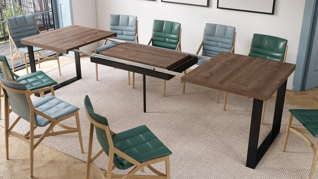AVELLA Bruin Eik - LOFT TAFEL VOOR WOONKAMER/EETKAMER UITKLAPBAAR TOT 3,1 m!