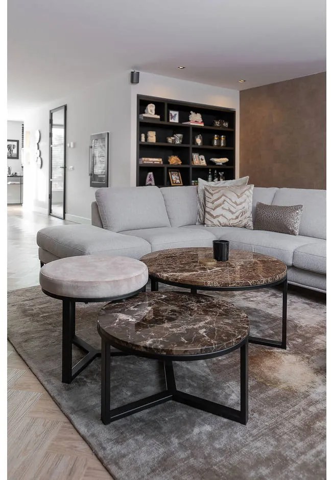 Goossens Excellent Salontafel Enza rond, marmer bruin, elegant chic, 80 x 42 x 80 cm