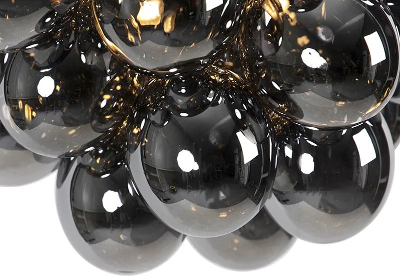 Smart hanglamp zwart met smoke glas 8-lichts rond incl. 8 Wifi G9 - Uvas