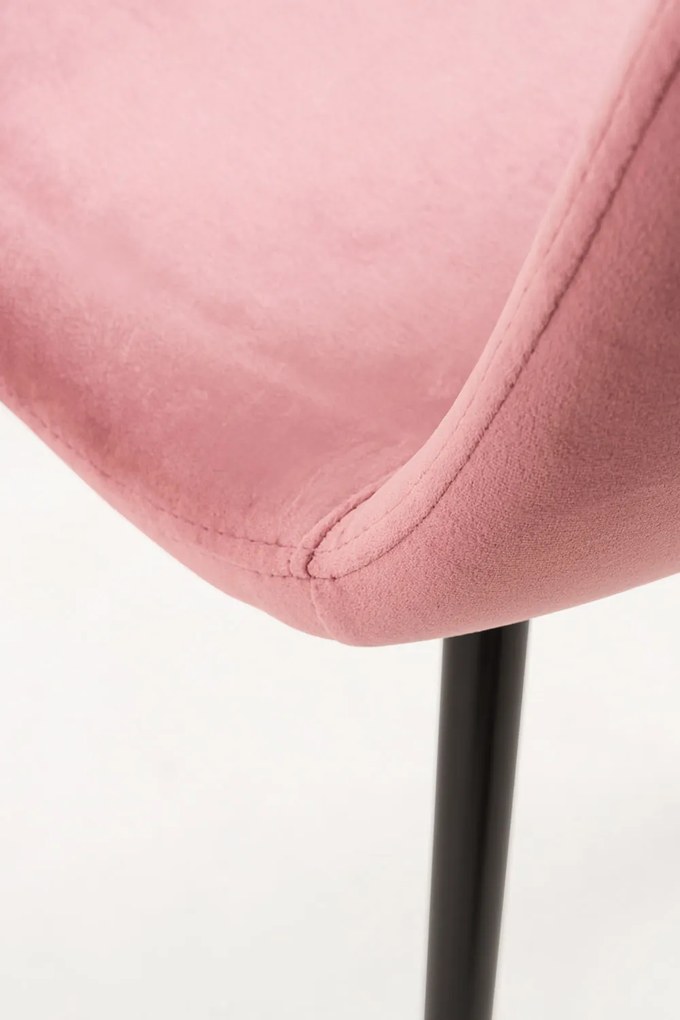 Set 4 Teok Black Fluwelen Stoelen