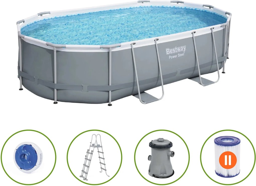 Bestway Power Steel opbouwzwembad - ovaal - L427 x B250 x H100 cm