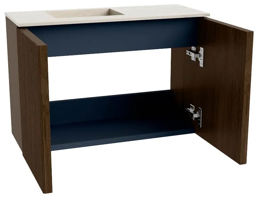 Mondiaz Joya DLux 60cm toiletmeubel walnut met wastafel faye links 1 kraangat meli