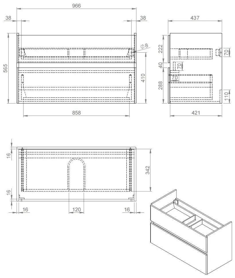 Best Design Quick 100cm greeploos badkamermeubel wit