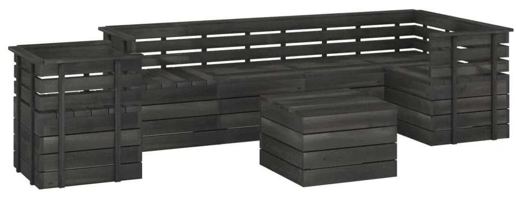 vidaXL 7-delige Loungeset pallet massief grenenhout donkergrijs