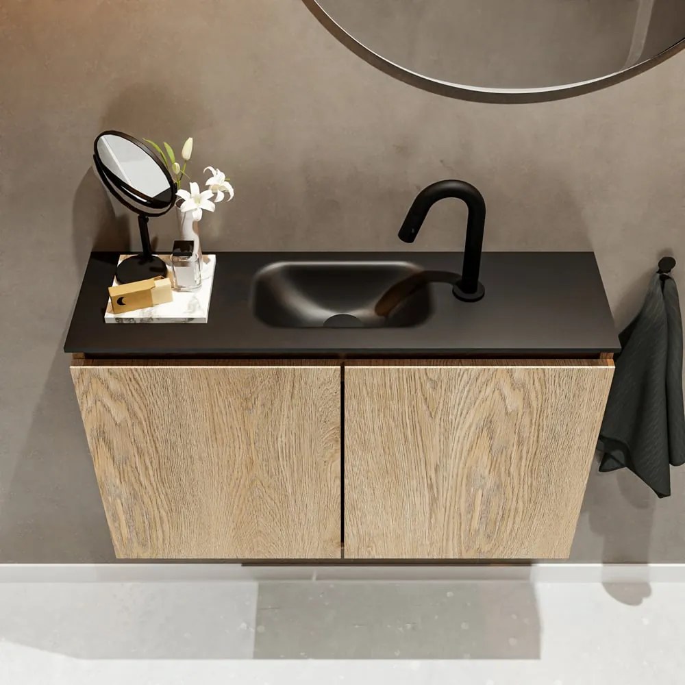 Mondiaz Ture 80cm toiletmeubel washed oak met wastafel urban midden 1 kraangat