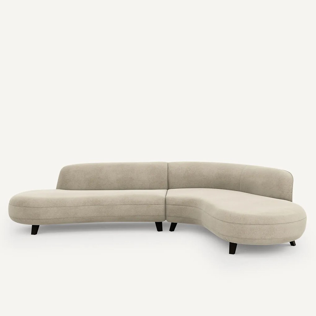 Hoekbank van linnen fluweel, Rosebury, ontwerp door Emmanuel Gallina