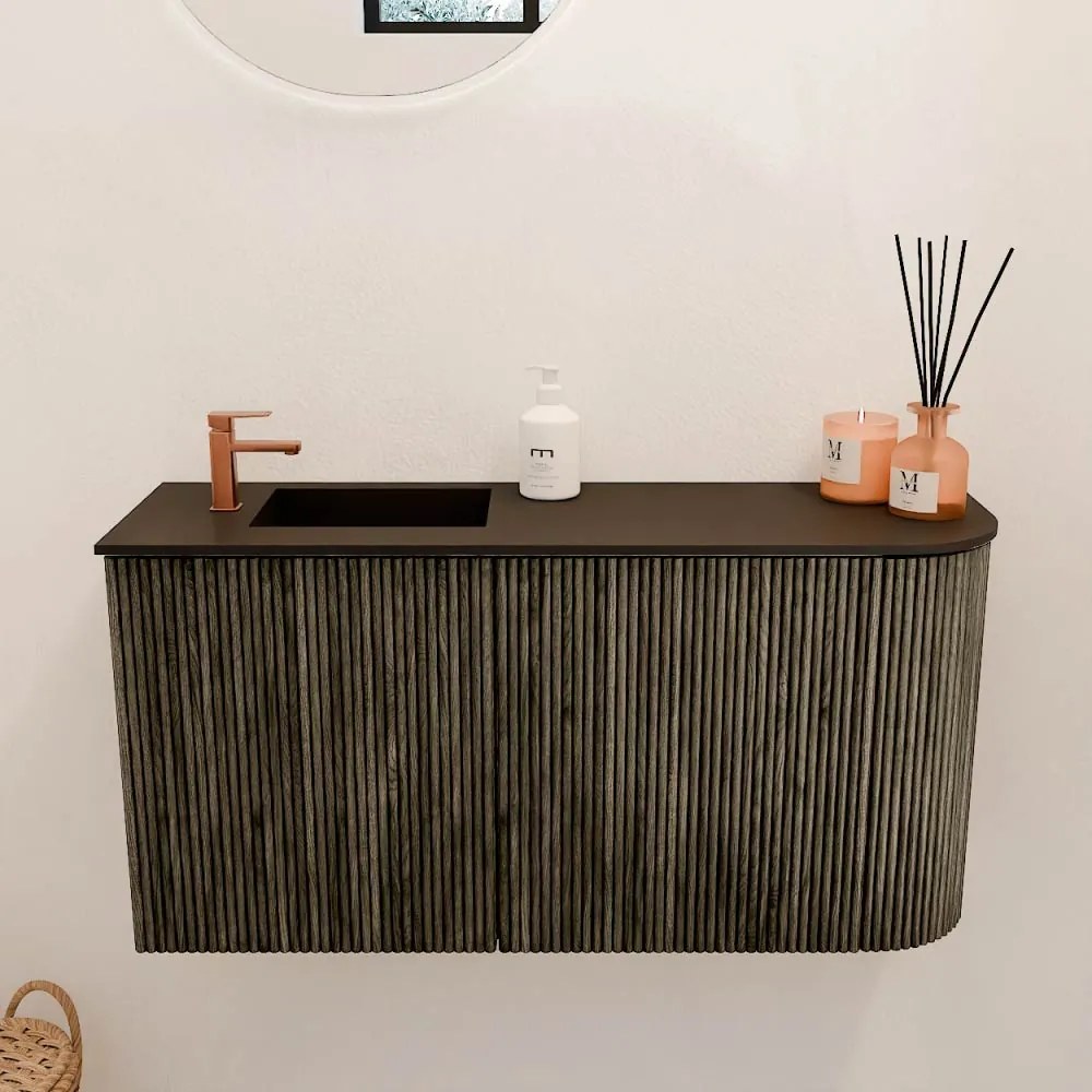 Mondiaz Joya 80cm toiletmeubel ronding rechts shadow met wastafel faye links 1 kraangat urban