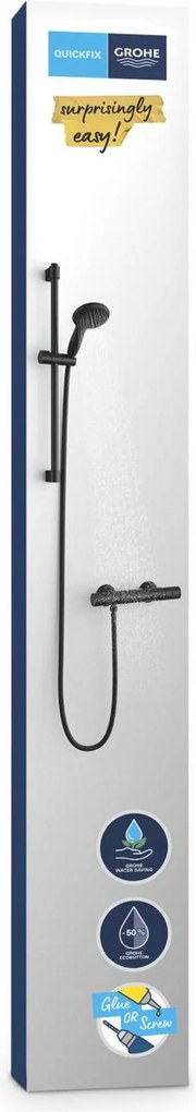 Grohe QuickFix Precision Start thermostatische doucheset 15cm met 1 straalsoort matte black